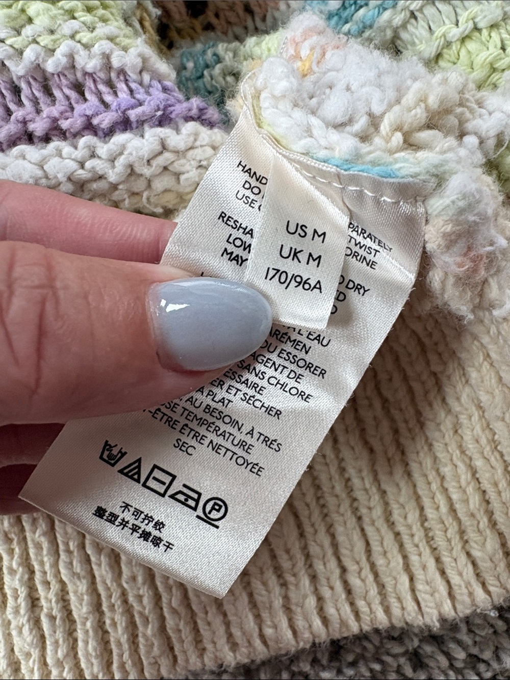 🤩 rare! 🤩 free People Crochet-Style Pastel Hooded Sweater with Peace Motif - Picture 12 of 15